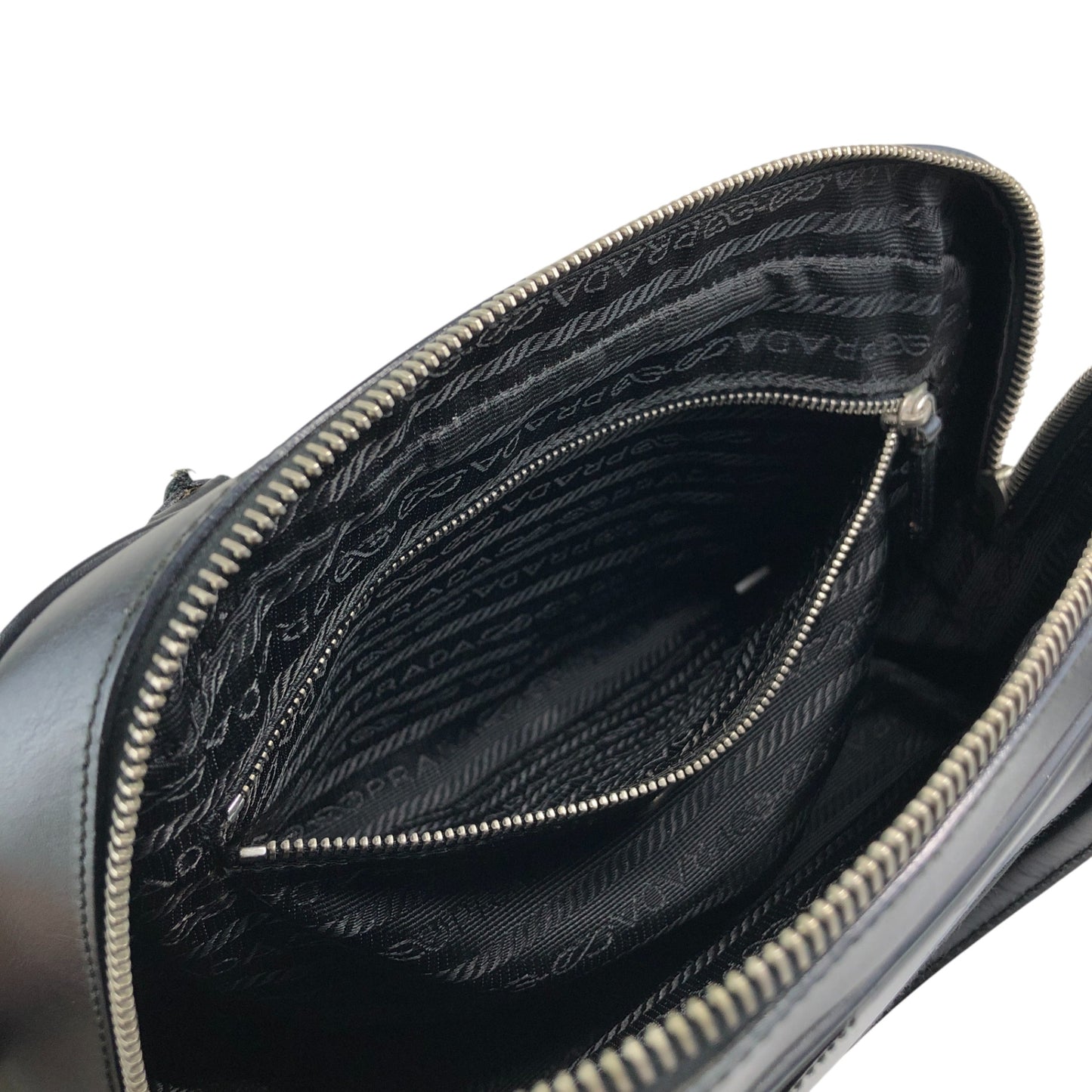 PRADA Tessuto Triangle Logo Small Boston bag Handbag Black Vintage ezhmex