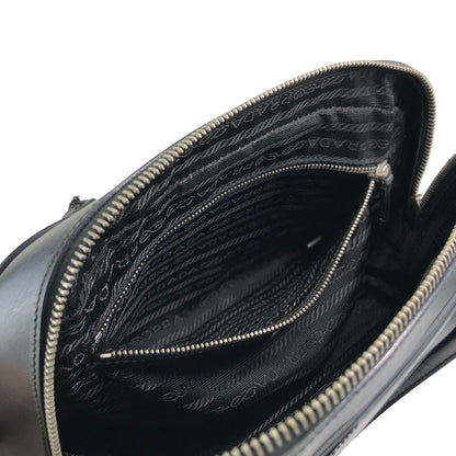 PRADA Tessuto Triangle Logo Small Boston bag Handbag Black Vintage ezhmex