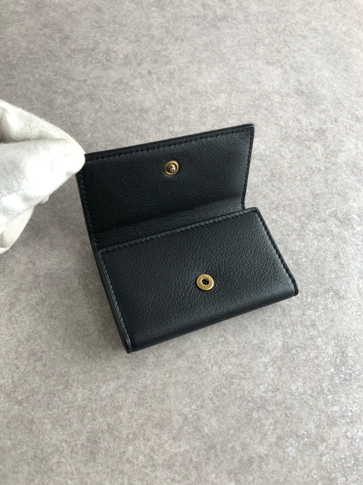 Yves Saint Laurent YSL Logo Key Case Black Vintage fjp66r