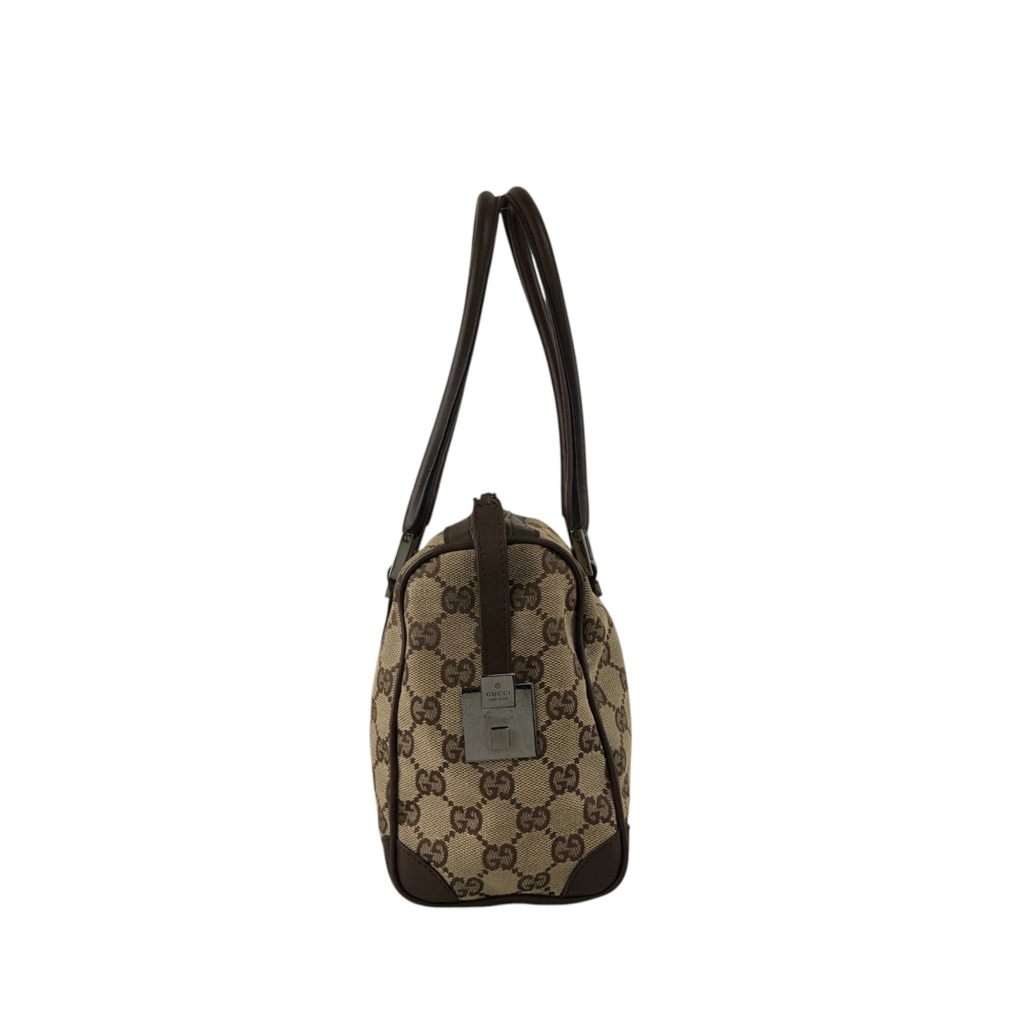 GUCCI GG Canvas Small Boston bag Handbag Brown Vintage ms6dsn