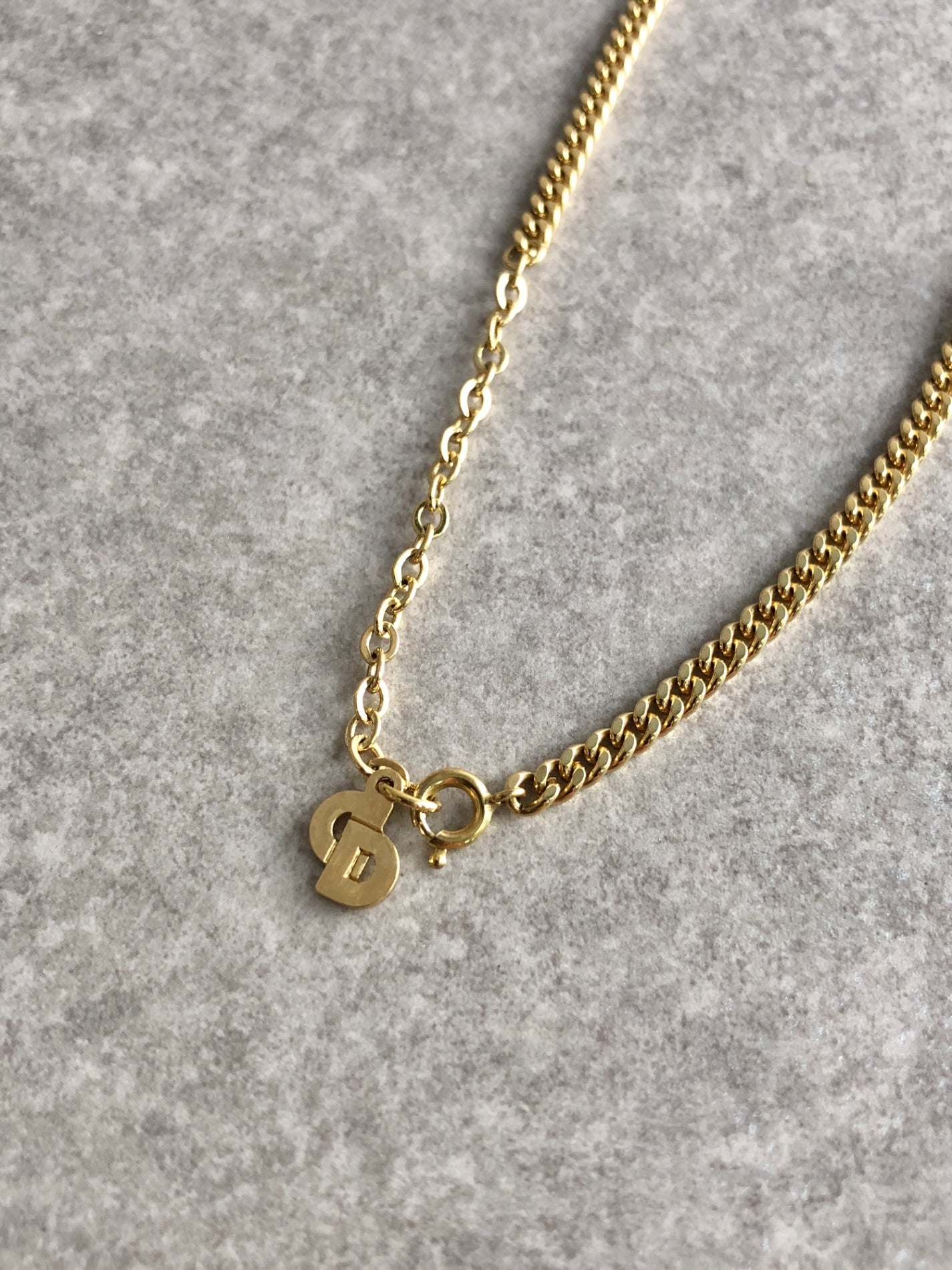Christian Dior CD Logo Motif Necklace Gold Vintage 6xzyi7