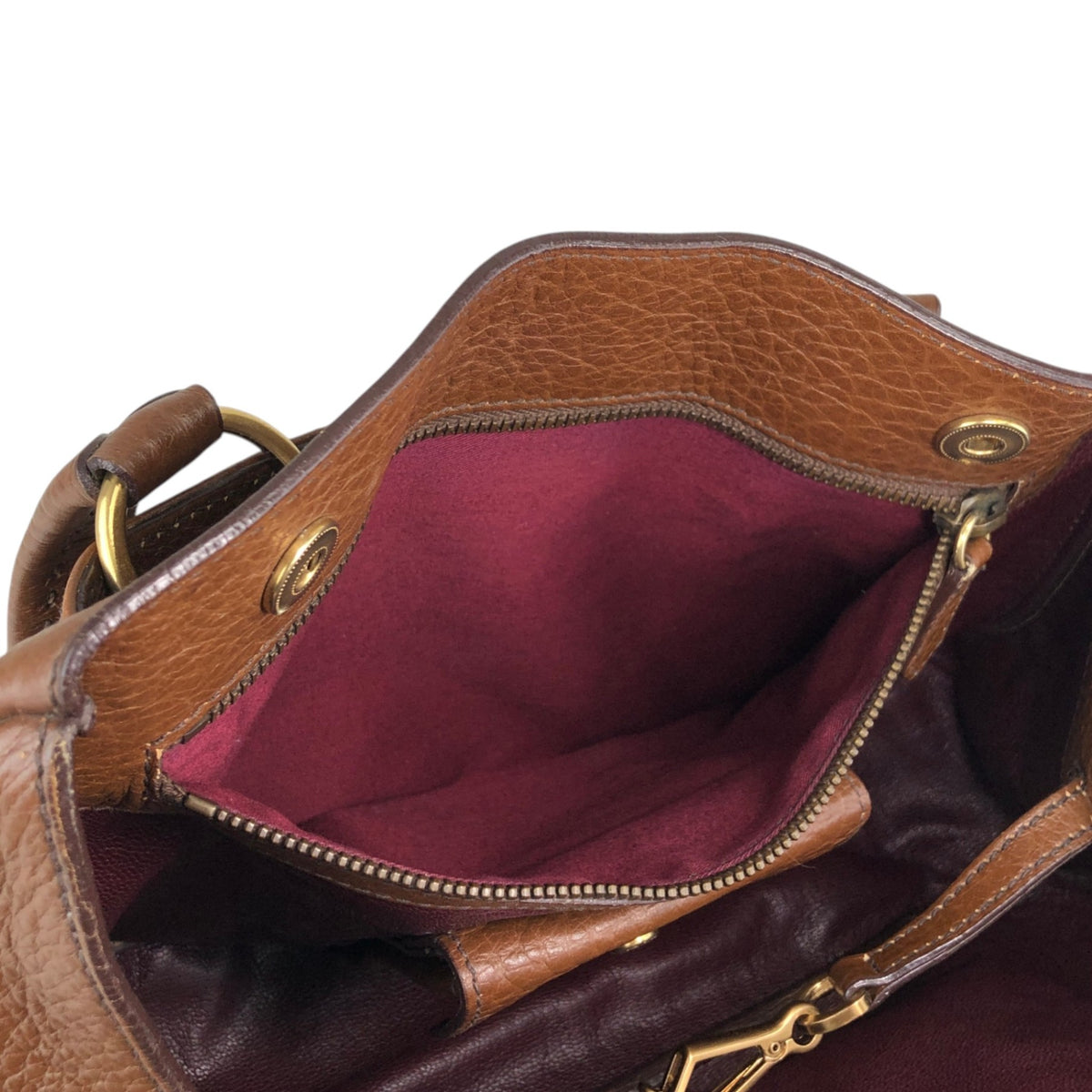 PRADA Triangle Logo Front Buckle Handbag Boston bag Brown Vintage v46bhc