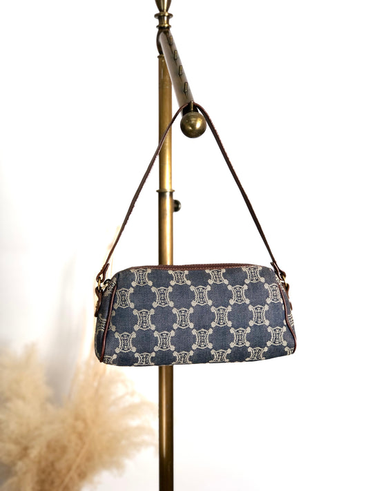 CELINE Paris Macadam Handbag Indigo Vintage 5tscu3