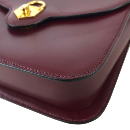 CELINE 掛鎖皮革斜背包 波爾多紅 復古 28epaz 