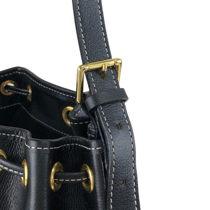 Yves Saint Laurent YSL Logo Stitch Drawstring Shoulder bag Black Vintage 2my7rj