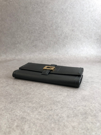 GUCCI Logo Long Wallet Black Vintage dyaswj