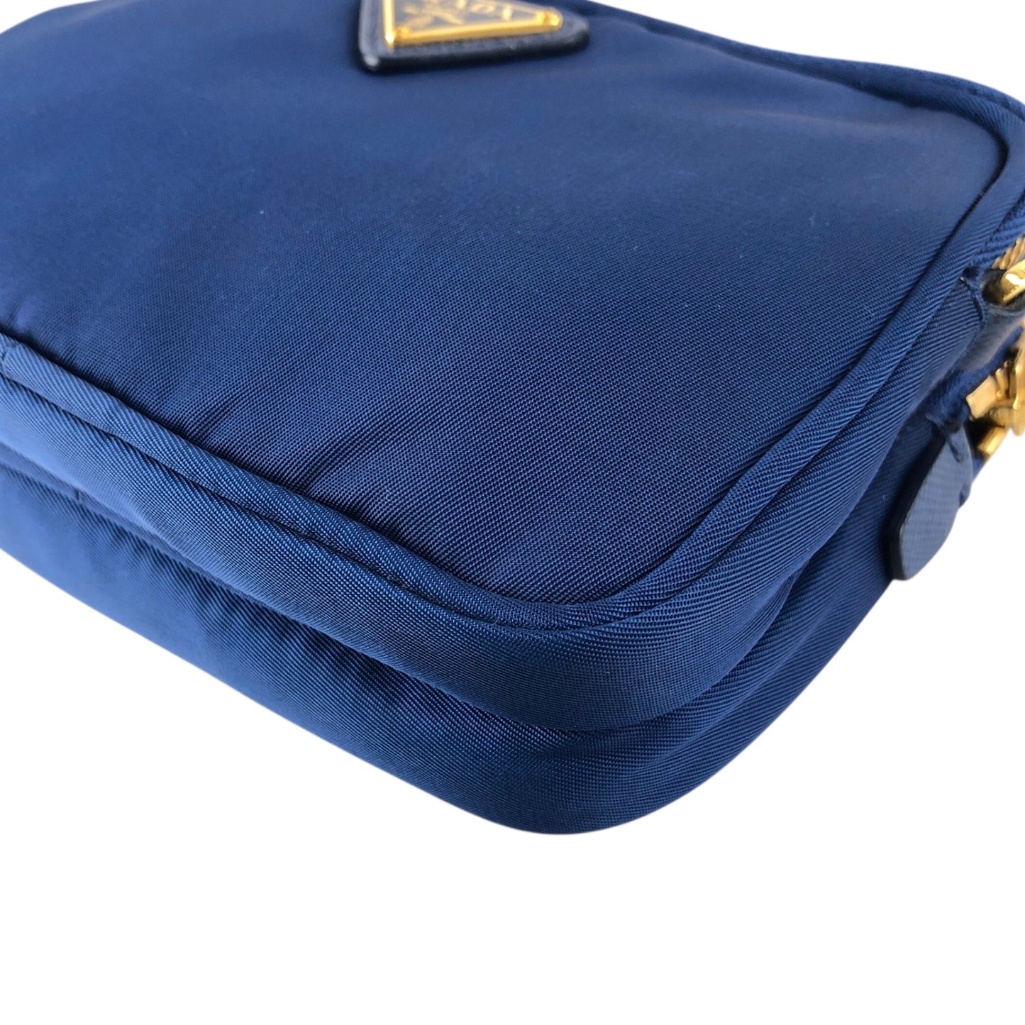 PRADA 三角形標誌雙向小手提包單肩包藍色復古 wa4xz3