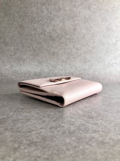 Salvatore Ferragamo Ribbon Motif Folded Wallet Pink Vintage 2yr6xk