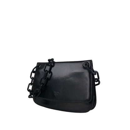 PRADA Logo Chain Shoulder bag Black Vintage vksien