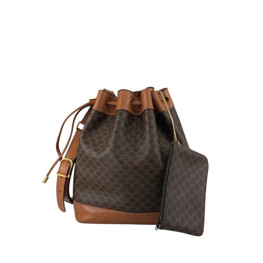 CELINE Macadam Drawstring Shoulder bag Brown Vintage v7knp2