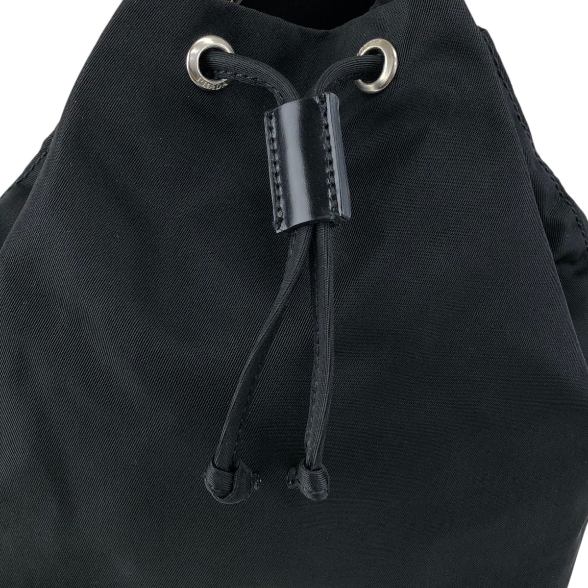 PRADA Tessuto Triangle Logo Drawstring Small Handbag Black Vintage bebvsv