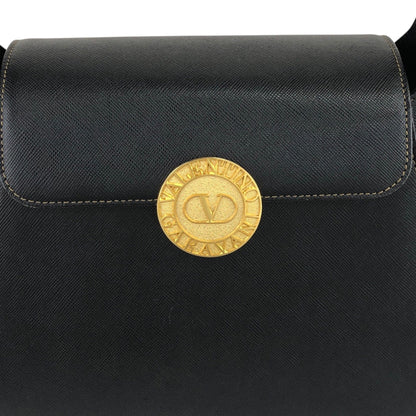 VALENTINO GARAVANI Logo Handbag Black Vintage exeyzp