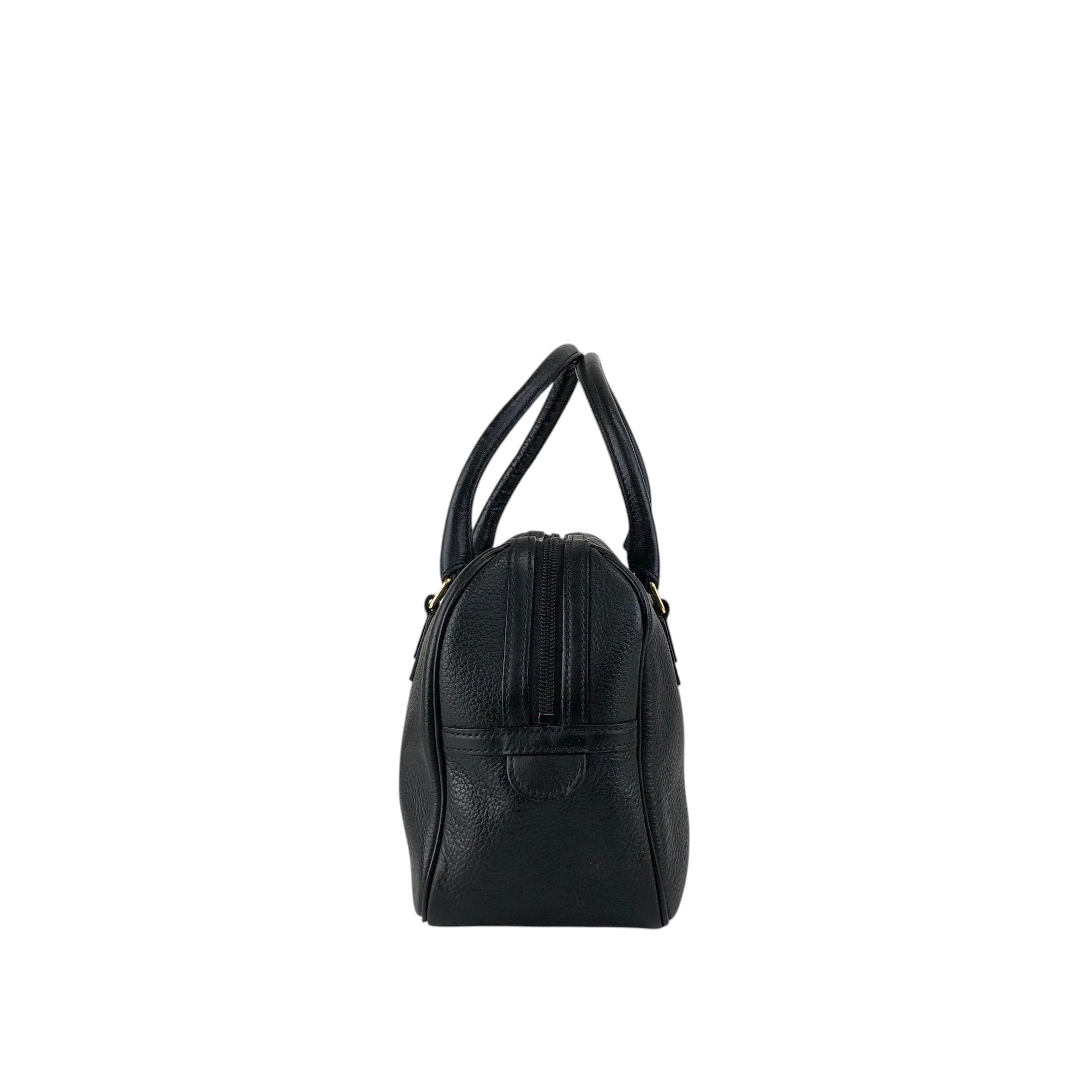 BURBERRY Logo Embossed Handbag Boston bag Black Vintage ybjkpc