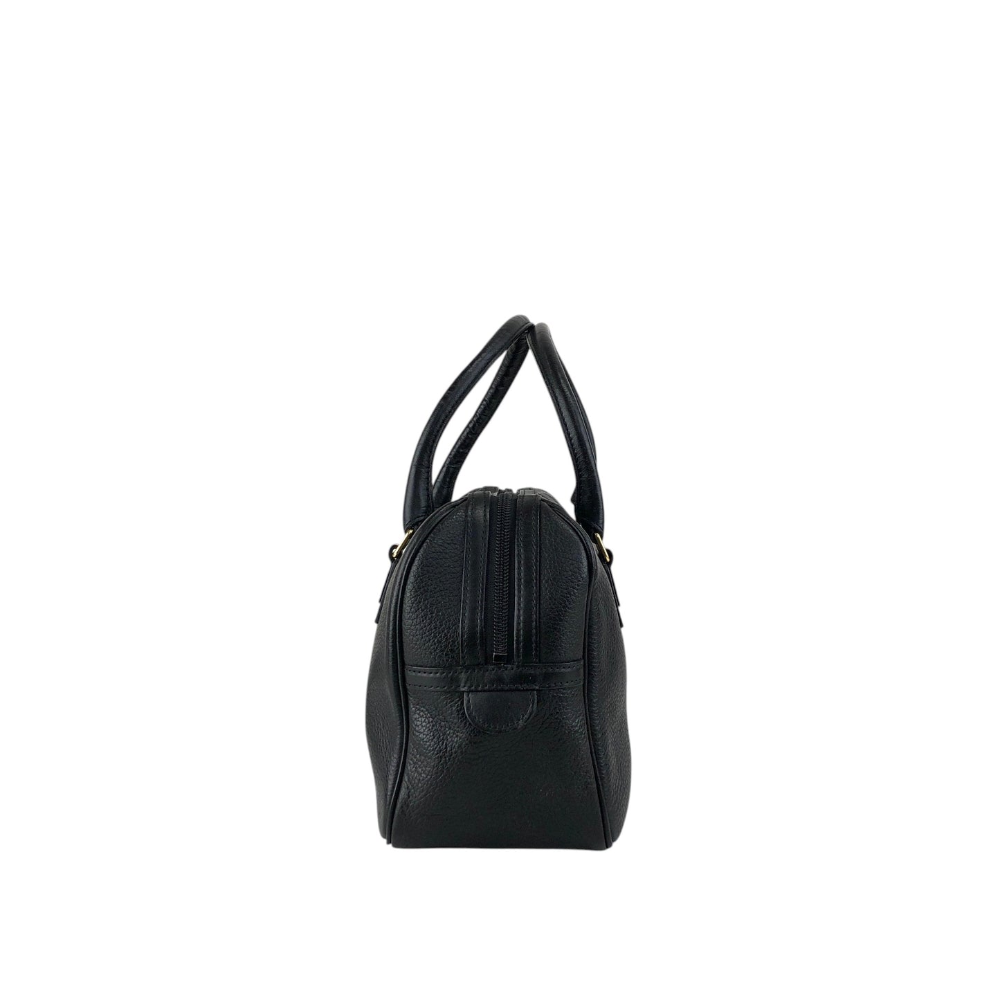 BURBERRY Logo Embossed Handbag Boston bag Black Vintage ybjkpc