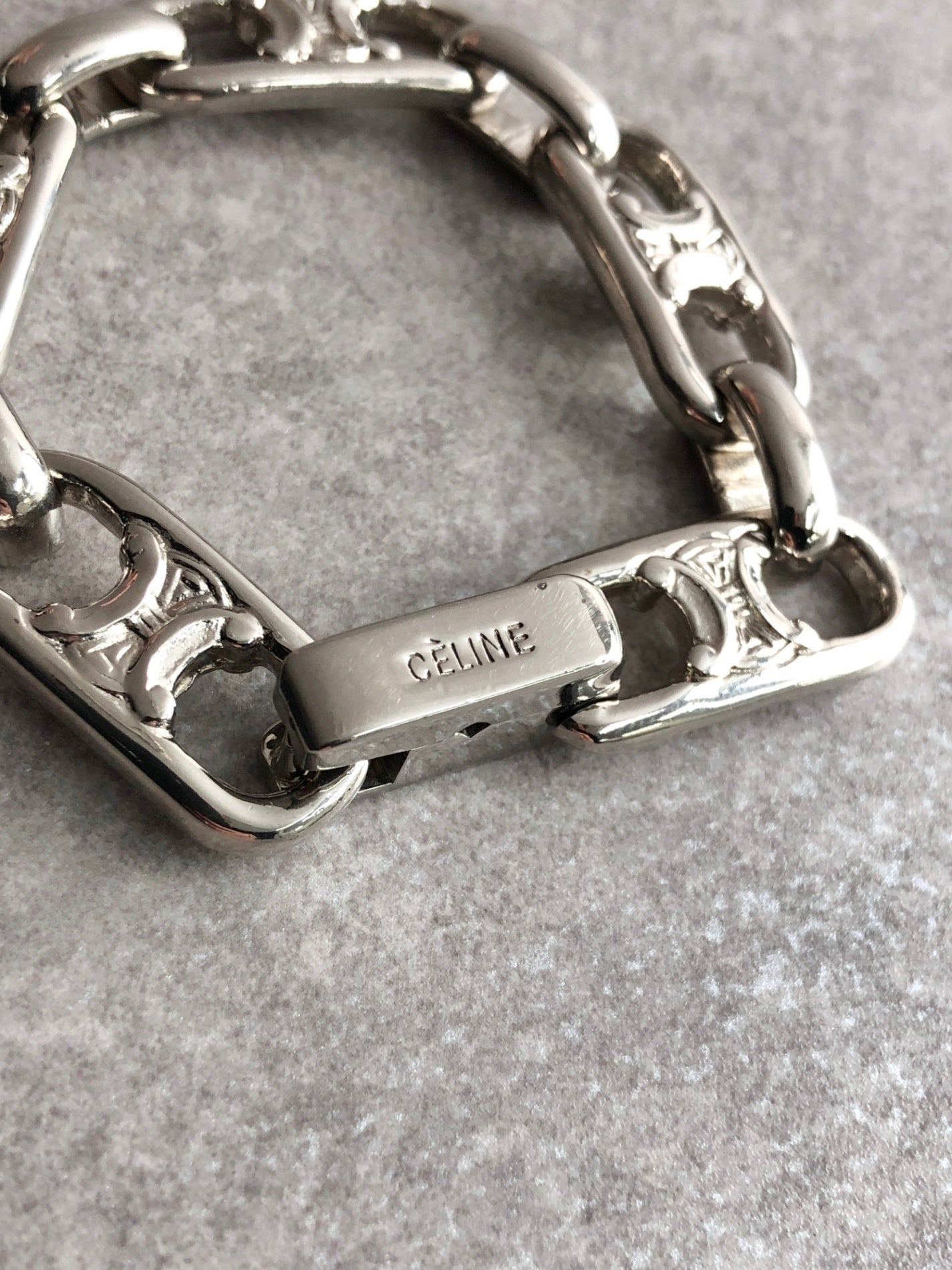 CELINE Triomphe Bracelet Silver Vintage ckacma