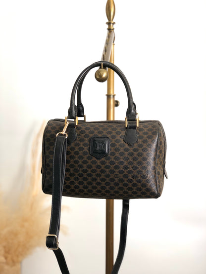 CELINE Macadam Blason Two-way Handbag Shoulder bag Black Vintage a45rtr