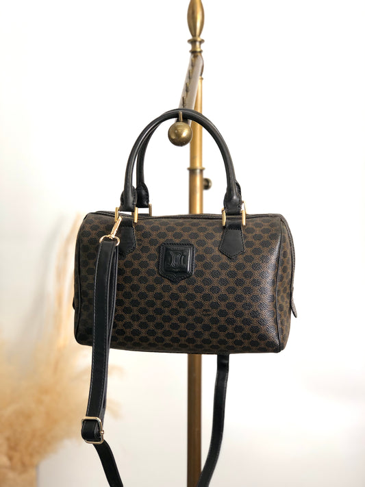 CELINE Macadam Blason Two-way Handbag Shoulder bag Black Vintage a45rtr