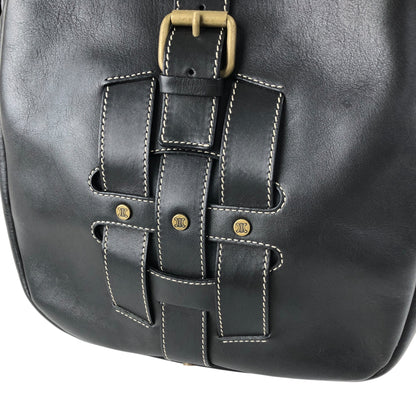 CELINE Front Buckle Shoulder bag Black Vintage f5ds3s