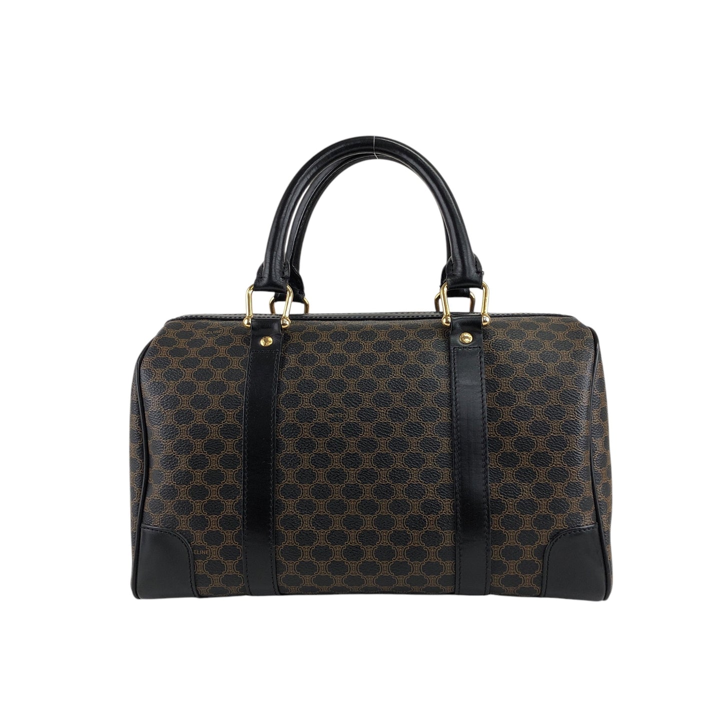 CELINE Macadam Blason Two-way Handbag Shoulder bag Boston bag Black Vintage a68hfi