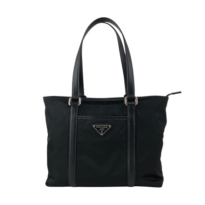PRADA Tessuto Triangle Logo Front Pocket Totebag Black Vintage f42pyf