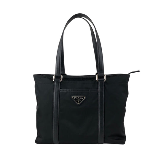 PRADA Tessuto Triangle Logo Front Pocket Totebag Black Vintage f42pyf