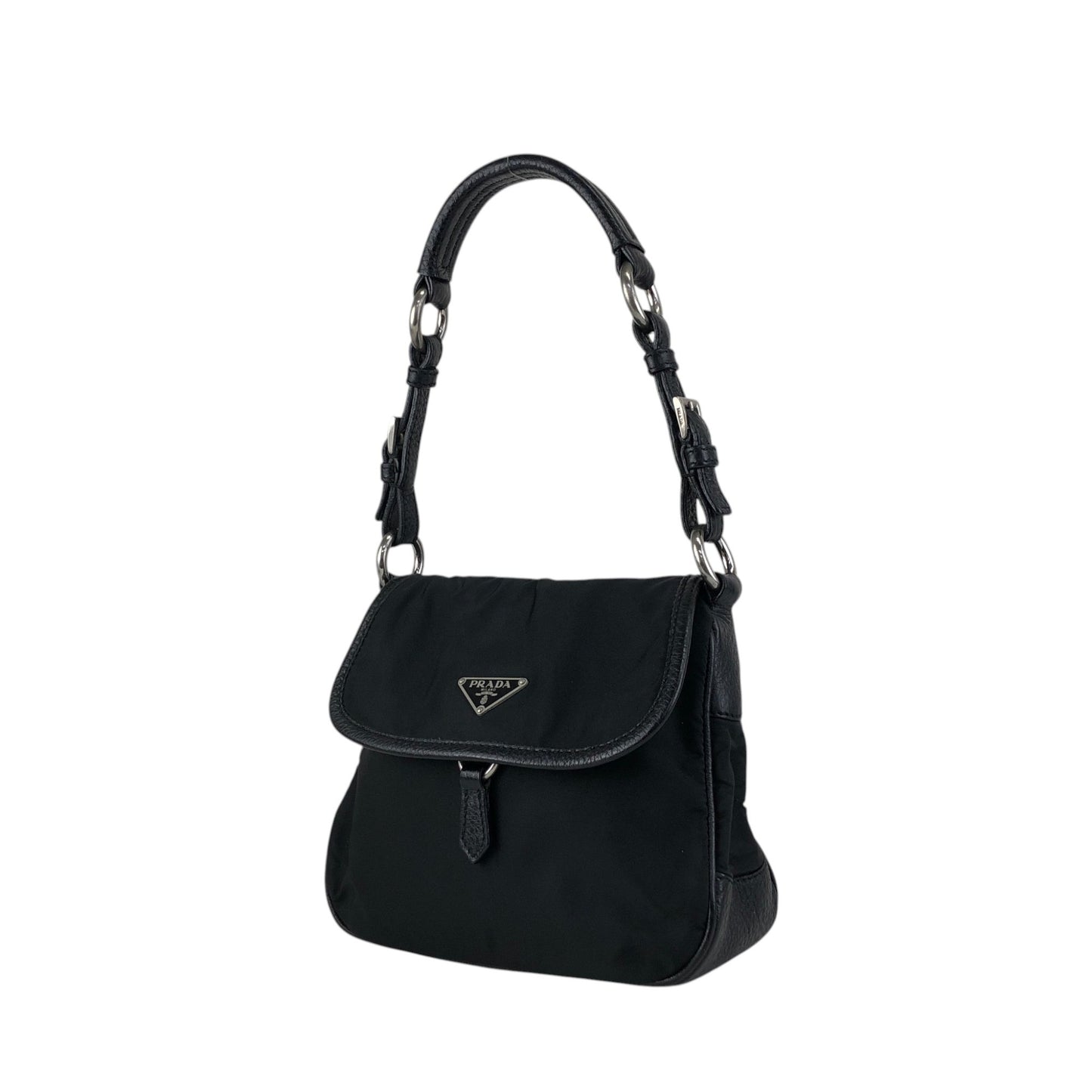 PRADA Triangle Logo Shoulder bag Hobobag Black Vintage ytkjet