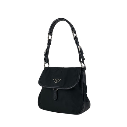 PRADA Triangle Logo Shoulder bag Hobobag Black Vintage ytkjet