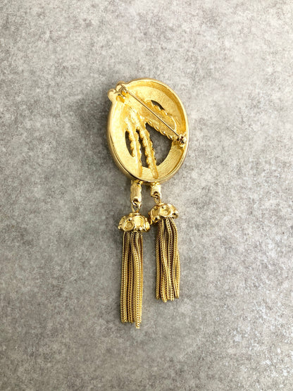 Christian Dior Tassel Motif Brooch Gold Vintage 8f3fvz