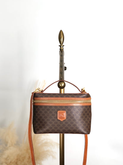 CELINE Macadam Blason Two-way Shoulder bag Vanity bag Brown Vintage hts83y
