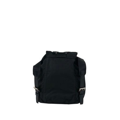 PRADA Tessuto Triangle Logo Front Buckle Backpack Black Vintage 8gfpuf