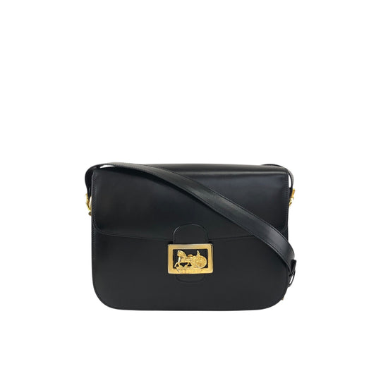 CELINE Horse Carriage Crossbody Shoulder bag Black Vintage zkdk65
