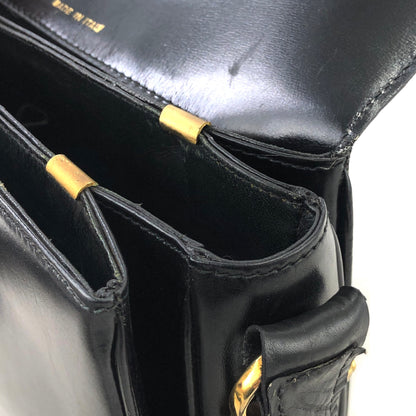 CELINE 馬銜扣皮革斜背包 黑色復古 p25eua 