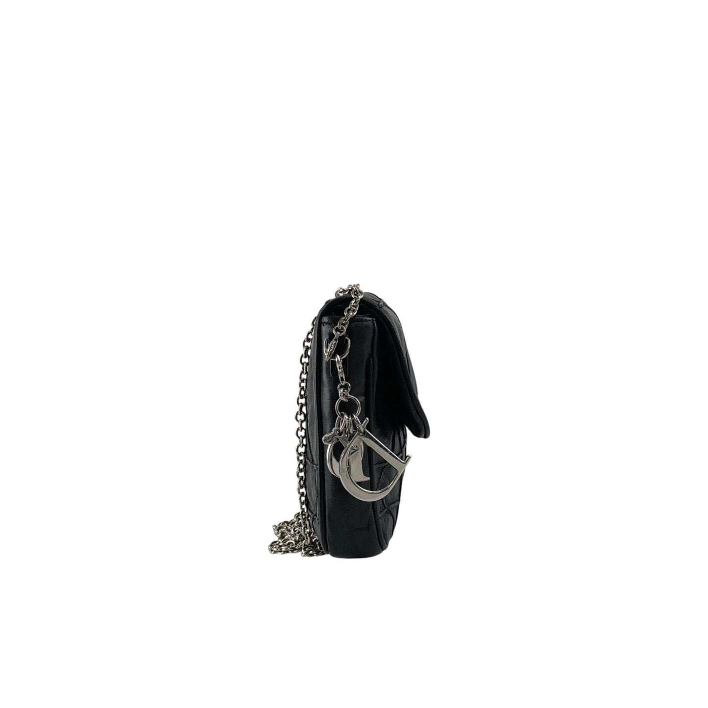 Christian Dior Cannage Charm Chain Shoulder bag Black Vintage cpsaii