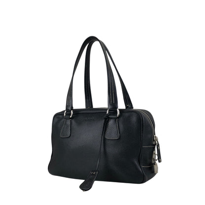 PRADA Logo Embossed Small Boston bag Handbag Black Vintage wuztbm