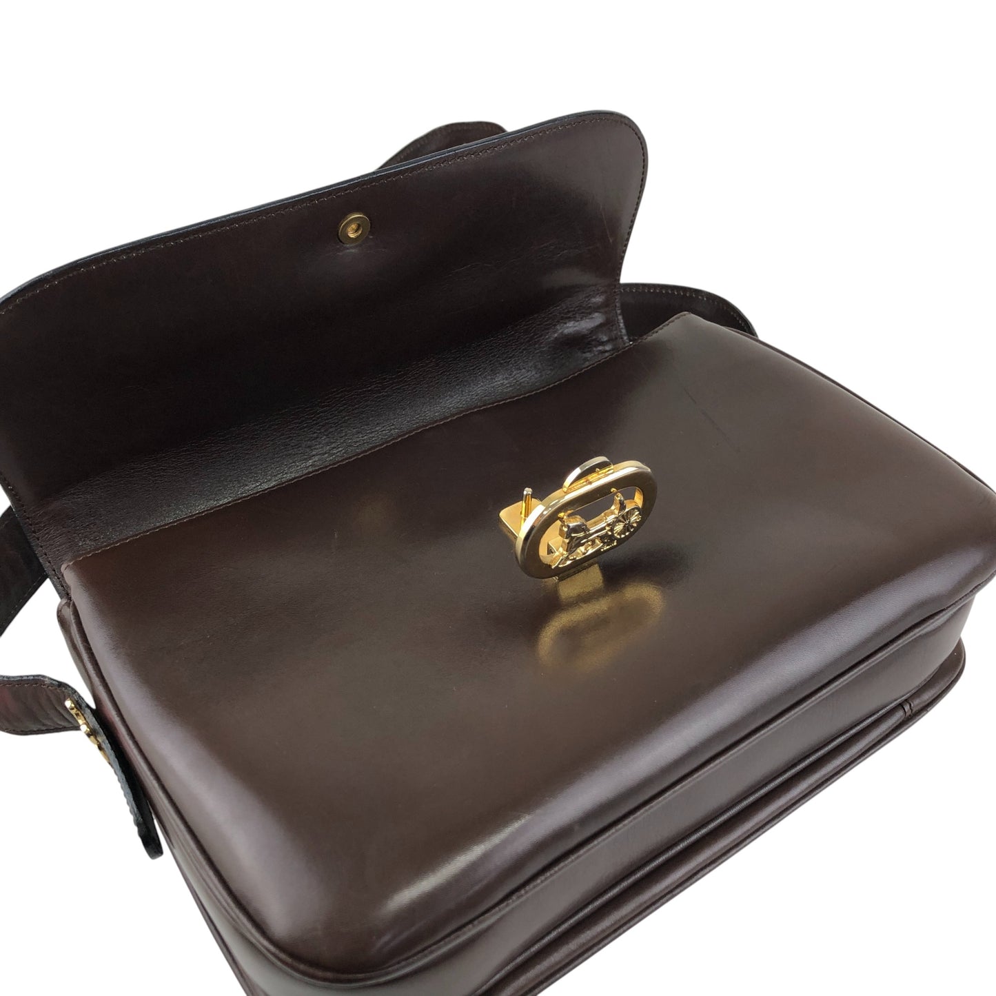 CELINE Triomphe Horse Carriage Shoulder bag Brown Vintage thyd2h