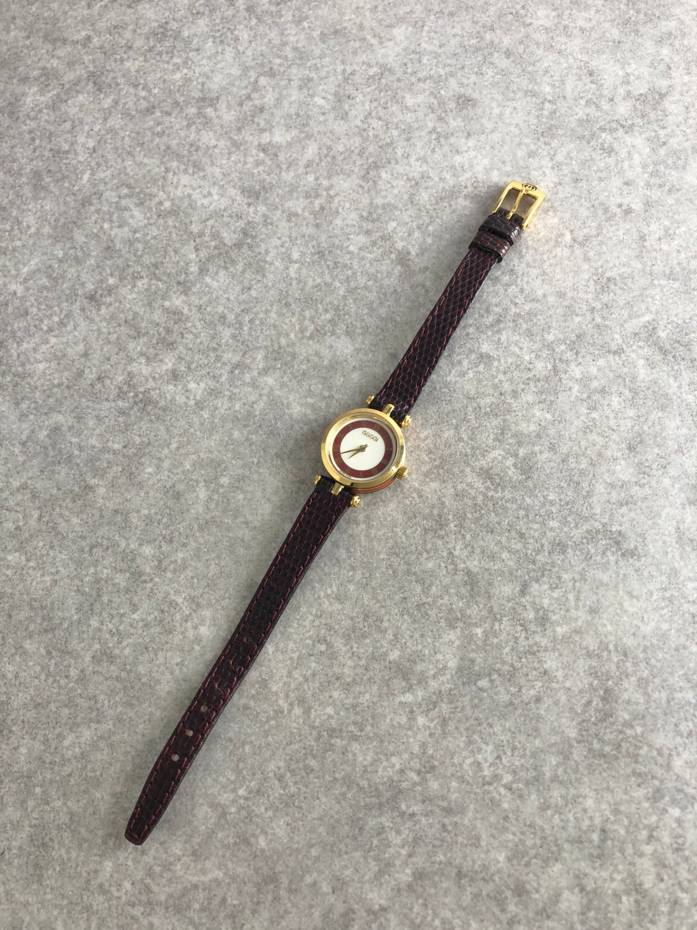 GUCCI Sherry Line Quartz Watch Gold×Red Vintage sujccz