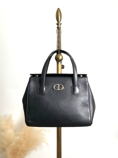 Christian Dior CD Logo Handbag Black Vintage hfa4nr