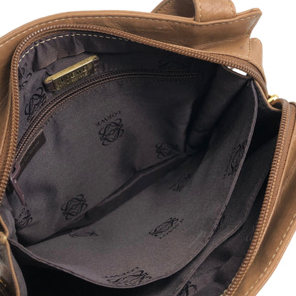 LOEWE Anagram Stitch Leather Shoulder bag Totebag Brown Vintage pnktyk