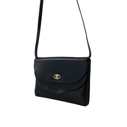 CELINE Blason Shoulder bag Black Vintage 3awaev