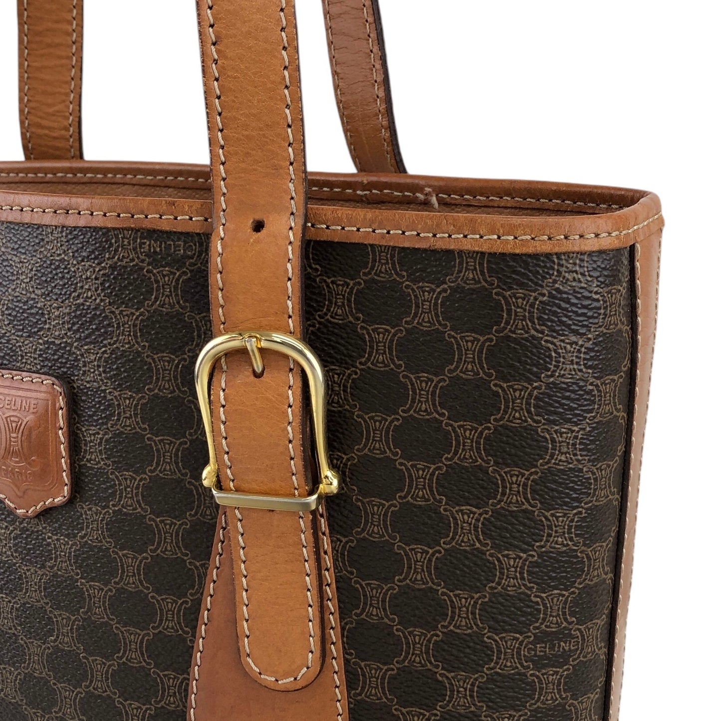 CELINE Macadam  Blason Handbag Totebag Brown Vintage 6gr8j7