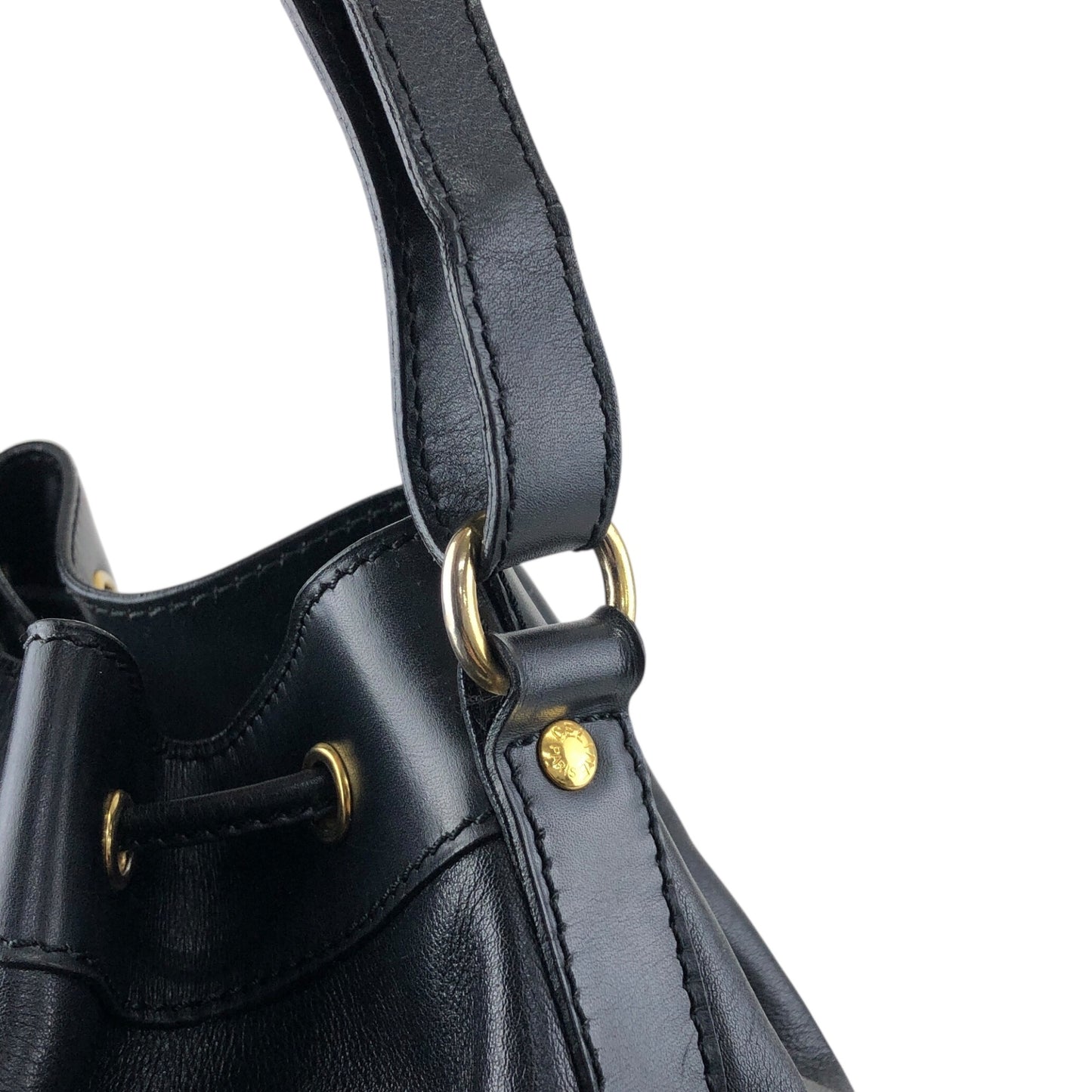 CELINE GancinivDrawstring Shoulder bag Black Vintage z78ygt