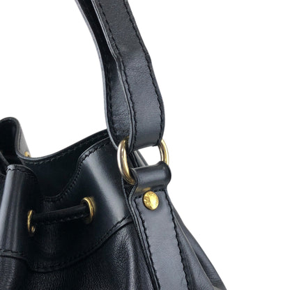 CELINE GancinivDrawstring Shoulder bag Black Vintage z78ygt