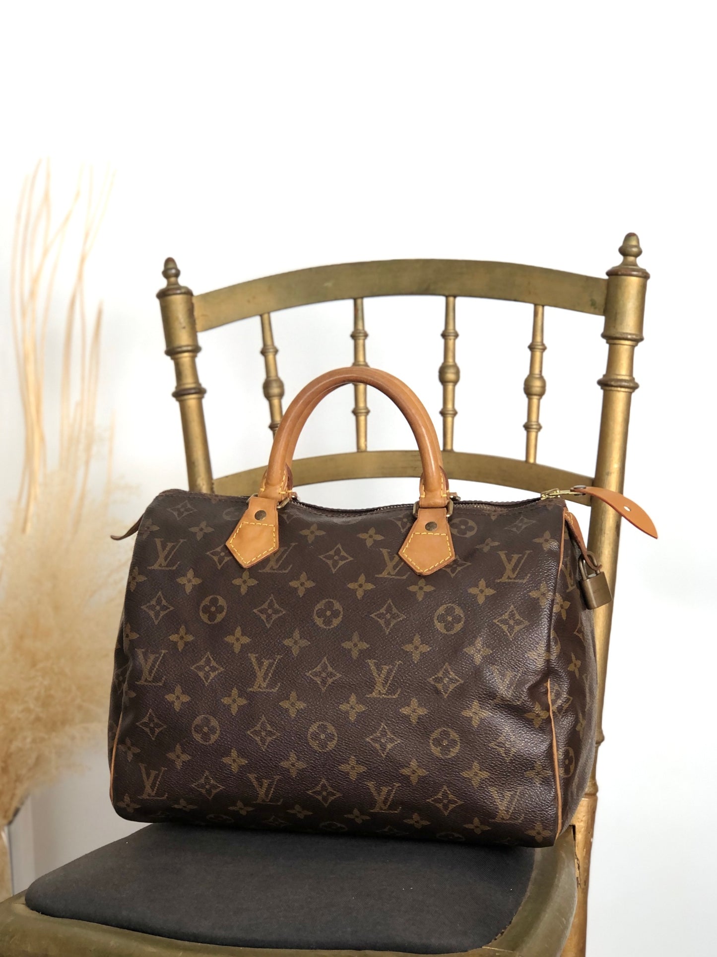 LOUIS VUITTON Monogram Small Boston bag Handbag Brown Vintage jm4cx4