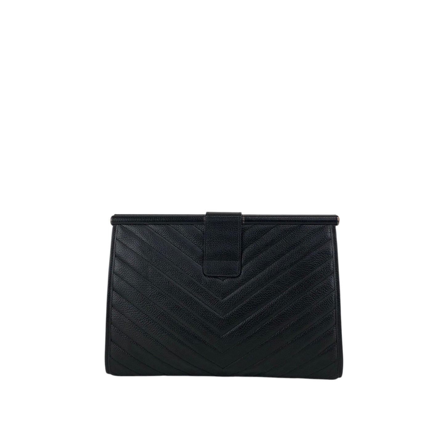 Yves Saint Laurent YSL Logo Bias Stitch Clutch bag Black Vintage hiam4r