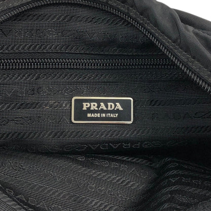 PRADA Tessuto Triangle Logo Shoulder bag Black Vintage bsftsu