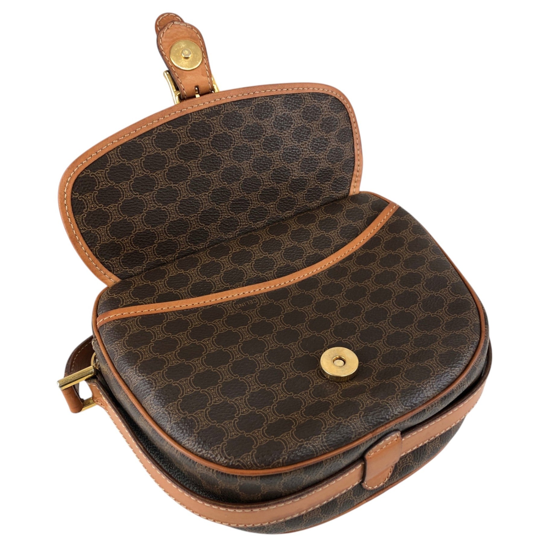 CELINE Macadam Blason Shoulder bag Brown Vintage aj8afn