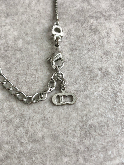 Christian Dior  Star Motif Necklace Silver Vintage 37kear