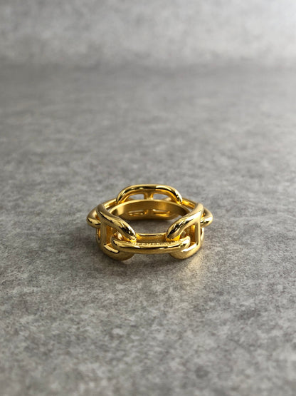 HERMES Scarf Ring Gold Vintage ykftau
