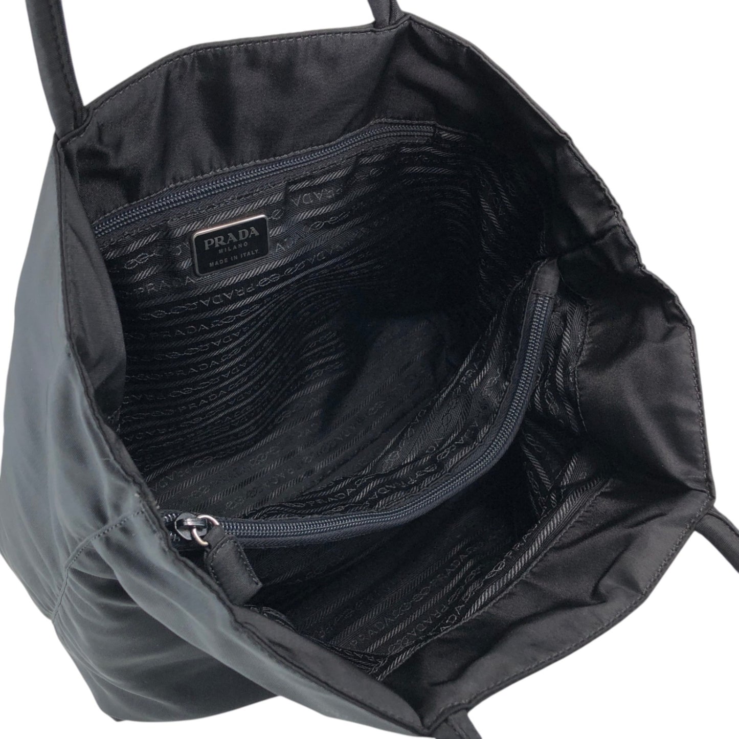 PRADA Tessuto Triangle Logo Handbag Totebag Black Vintage 4fphjj