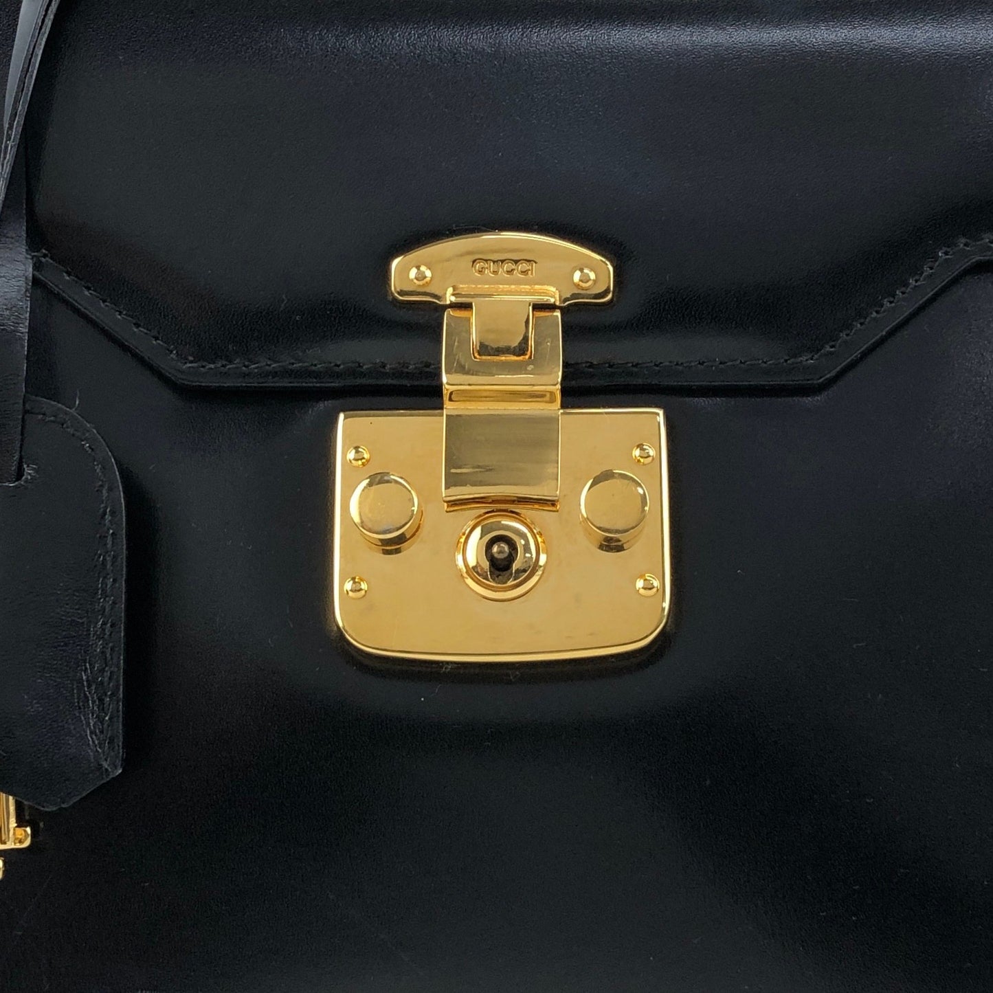 GUCCI Lady Lock Two-wayHandbag Shoulder bag Black Vintage uiedgd